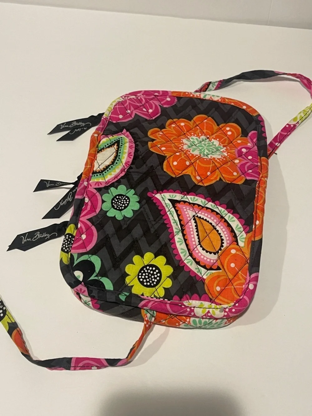 Vera Bradley Quilted Floral travel bag cosmetic jewelry Pink Orange Black
